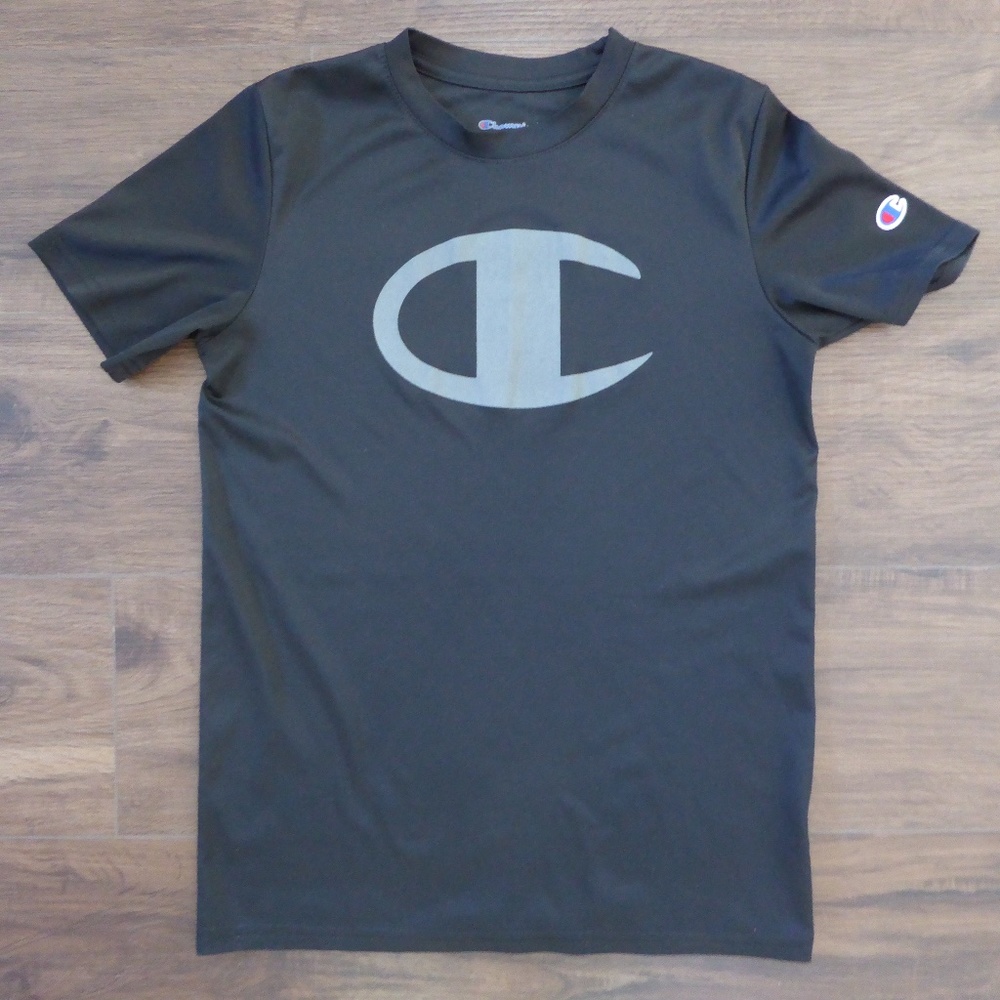 Champion Athleticwear Black Polyester Short Sleeve Shirt Running Boy Shirt XL